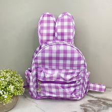 Load image into Gallery viewer, Mini Backpack - Easter - Gingham Bunny Ears - Purple