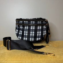 Load image into Gallery viewer, The Roni Nylon Crossbody - Black & White Plaid