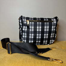 Load image into Gallery viewer, The Roni Nylon Crossbody - Black & White Plaid