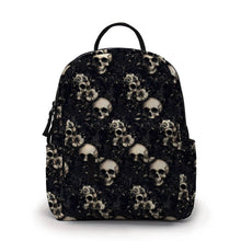 Load image into Gallery viewer, Mini Backpack - Halloween Fall - Black Floral Skull