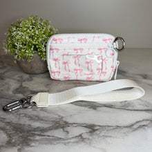 Load image into Gallery viewer, Rue - Nylon Wristlet Wallet - White Pink Bow