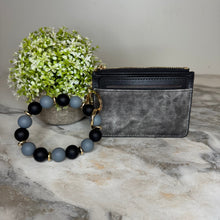 Load image into Gallery viewer, Denim Suede Bracelet Keychain & Card Holder Wallet