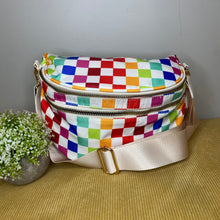 Load image into Gallery viewer, The Roni Nylon Crossbody - Checkered Colorful White