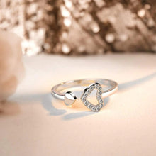 Load image into Gallery viewer, 925 Sterling Silver Inlaid Zircon Heart Open Ring