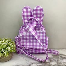 Load image into Gallery viewer, Mini Backpack - Easter - Gingham Bunny Ears - Purple