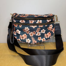 Load image into Gallery viewer, The Roni Nylon Crossbody - Floral Navy Pink Cherry Blossom