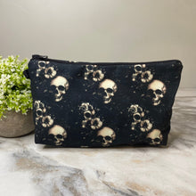 Load image into Gallery viewer, Pouch - Halloween Fall - Black Floral Skull
