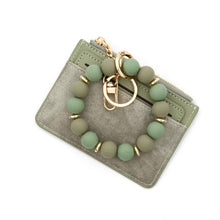 Load image into Gallery viewer, Denim Suede Bracelet Keychain & Card Holder Wallet