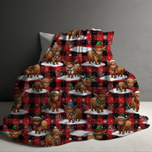 Load image into Gallery viewer, Blanket Christmas #18 - Plaid Highland Cow - PREORDER
