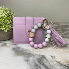 Load image into Gallery viewer, Silicone Bracelet Keychain with Scalloped Card Holder - Lavender Purple