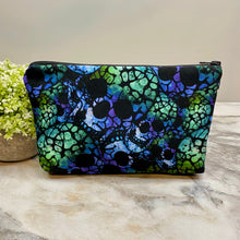 Load image into Gallery viewer, Pouch - Halloween Fall, Blue Green Skull