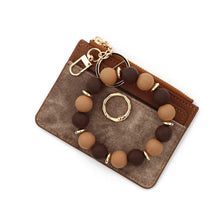 Load image into Gallery viewer, Denim Suede Bracelet Keychain & Card Holder Wallet