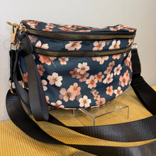 Load image into Gallery viewer, The Roni Nylon Crossbody - Floral Navy Pink Cherry Blossom