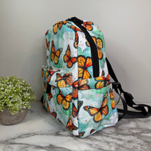 Load image into Gallery viewer, Mini Backpack - Butterfly Orange Teal