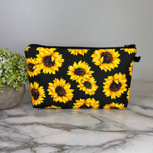 Load image into Gallery viewer, Pouch - Floral Sunflowers on Black