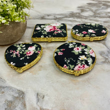 Load image into Gallery viewer, Compact Mirror - Black Floral (by shape)