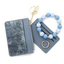 Load image into Gallery viewer, Denim Suede Bracelet Keychain & Card Holder Wallet