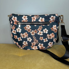 Load image into Gallery viewer, The Roni Nylon Crossbody - Floral Navy Pink Cherry Blossom