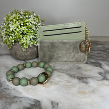 Load image into Gallery viewer, Denim Suede Bracelet Keychain & Card Holder Wallet
