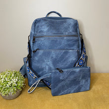 Load image into Gallery viewer, Denim Suede Brooke Backpack + Pouch