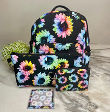 Load image into Gallery viewer, Mini Backpack, Pouch, & Mini Pouch Bundled Set - Rainbow Sunflower