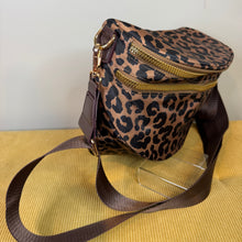 Load image into Gallery viewer, The Roni Nylon Crossbody - Black & Caramel Animal Print