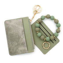 Load image into Gallery viewer, Denim Suede Bracelet Keychain & Card Holder Wallet