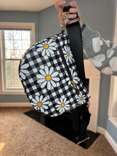 Load image into Gallery viewer, The Roni Nylon Crossbody - Black Gingham Daisy Floral