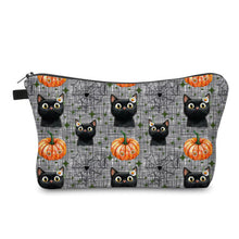 Load image into Gallery viewer, Pouch - Halloween Fall - Black Cat Daisy Pumpkin