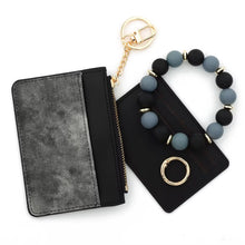 Load image into Gallery viewer, Denim Suede Bracelet Keychain & Card Holder Wallet