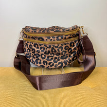 Load image into Gallery viewer, The Roni Nylon Crossbody - Black & Caramel Animal Print