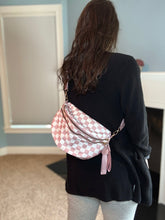Load image into Gallery viewer, The Roni Nylon Crossbody - Checkered Medium Pink