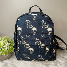 Load image into Gallery viewer, Mini Backpack - Halloween Fall - Black Floral Skull