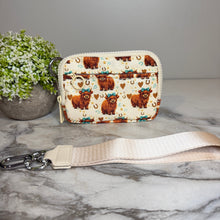 Load image into Gallery viewer, Rue - Nylon Wristlet Wallet - Beige Highland Cow
