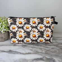 Load image into Gallery viewer, Pouch - Floral Brown Daisy Gingham