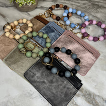 Load image into Gallery viewer, Denim Suede Bracelet Keychain & Card Holder Wallet