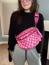 Load image into Gallery viewer, The Roni Nylon Crossbody - Checkered Hot Pink