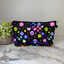 Load image into Gallery viewer, Pouch - Halloween Fall - Skull Check Floral Star