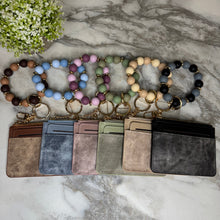Load image into Gallery viewer, Denim Suede Bracelet Keychain & Card Holder Wallet