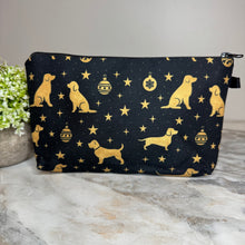 Load image into Gallery viewer, Pouch - Christmas Holiday - Dog Gold Black