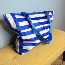 Load image into Gallery viewer, Tote Bag - Summer Stripes - Medium Blue