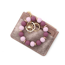Load image into Gallery viewer, Denim Suede Bracelet Keychain & Card Holder Wallet