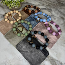 Load image into Gallery viewer, Denim Suede Bracelet Keychain & Card Holder Wallet