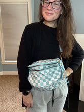Load image into Gallery viewer, The Roni Nylon Crossbody - Checkered Aqua