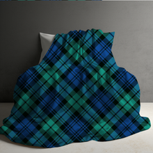 Load image into Gallery viewer, Blanket Christmas #1 - Green + Blue Plaid - PREORDER