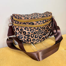 Load image into Gallery viewer, The Roni Nylon Crossbody - Black & Caramel Animal Print