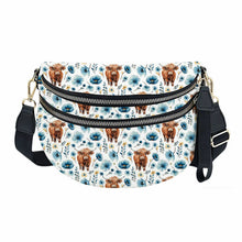 Load image into Gallery viewer, The Roni Nylon Crossbody - Highland Cow Blue Floral