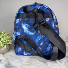 Load image into Gallery viewer, Mini Backpack - Blue Feather