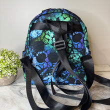 Load image into Gallery viewer, Mini Backpack - Halloween Fall, Blue Green Skull