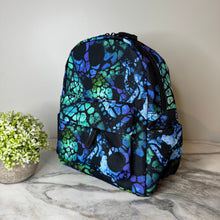 Load image into Gallery viewer, Mini Backpack - Halloween Fall, Blue Green Skull